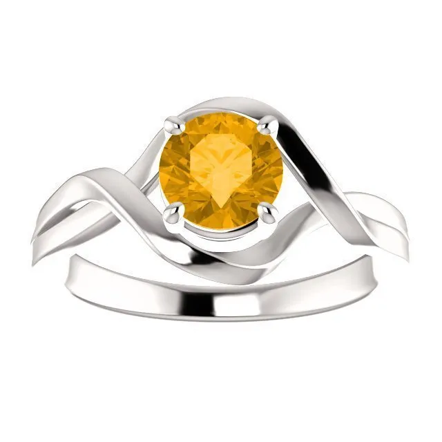 14KT GOLD 3/4 CT ROUND CITRINE INFINITY RING