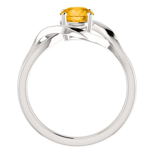 14KT GOLD 3/4 CT ROUND CITRINE INFINITY RING