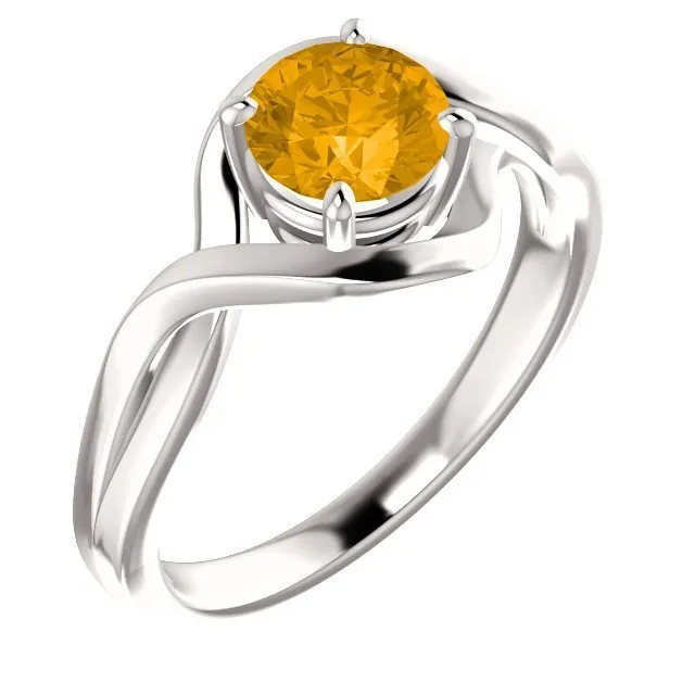 14KT GOLD 3/4 CT ROUND CITRINE INFINITY RING