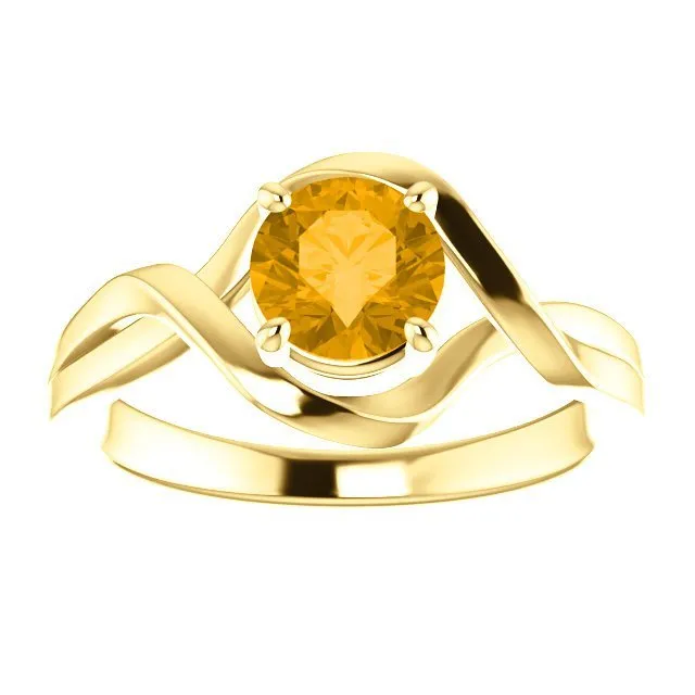 14KT GOLD 3/4 CT ROUND CITRINE INFINITY RING