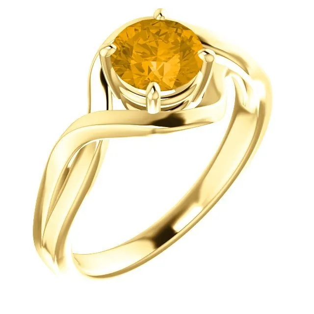 14KT GOLD 3/4 CT ROUND CITRINE INFINITY RING