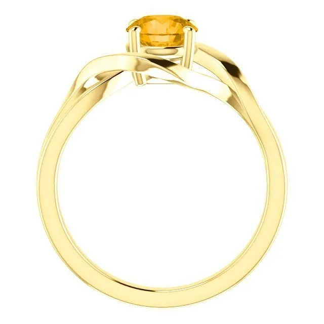 14KT GOLD 3/4 CT ROUND CITRINE INFINITY RING