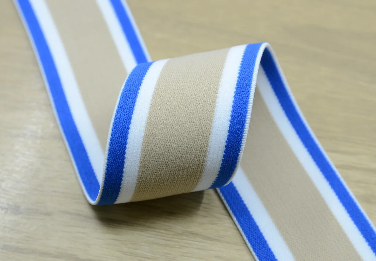 1.5 inch (40mm) Wide Colored Plush Three Colors Striped Elastic Band, Soft Waistband Elastic, Elastic Trim, Elastic Ribbon, Sewing Elastic