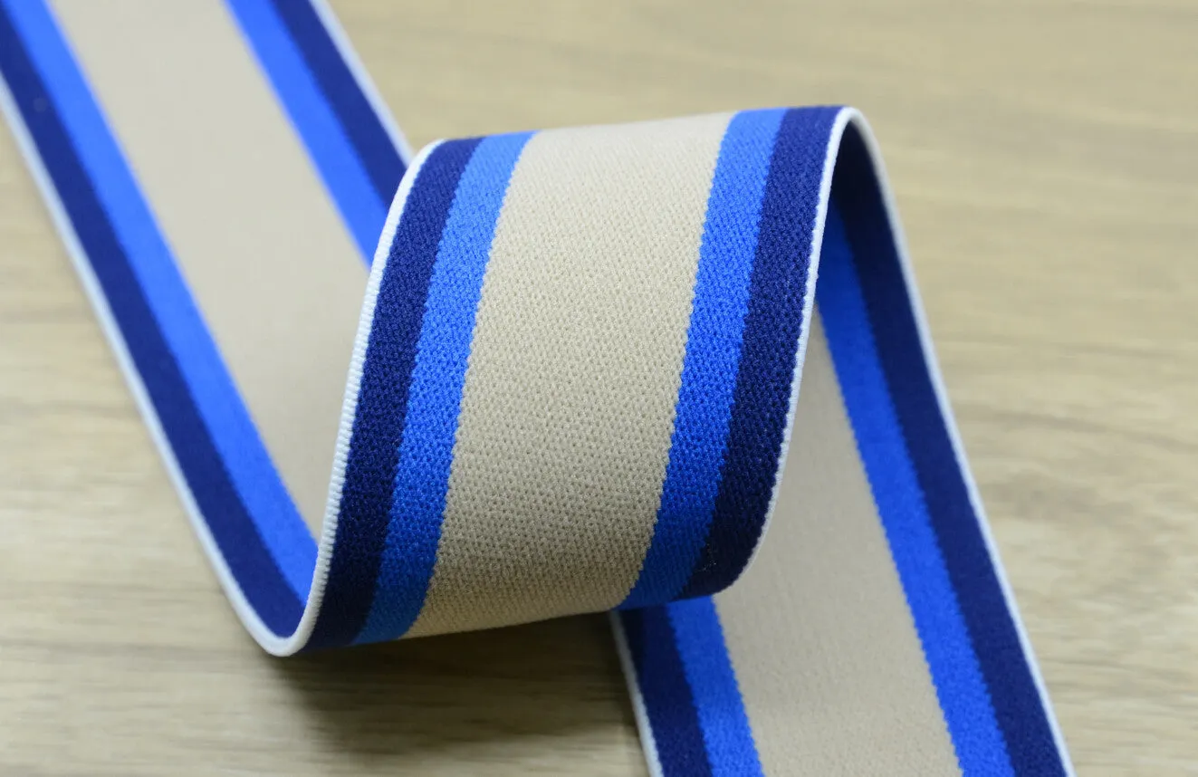 1.5 inch (40mm) Wide Colored Plush Three Colors Striped Elastic Band, Soft Waistband Elastic, Elastic Trim, Elastic Ribbon, Sewing Elastic