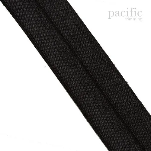 1" Satin Fold Over Elastic White and Black