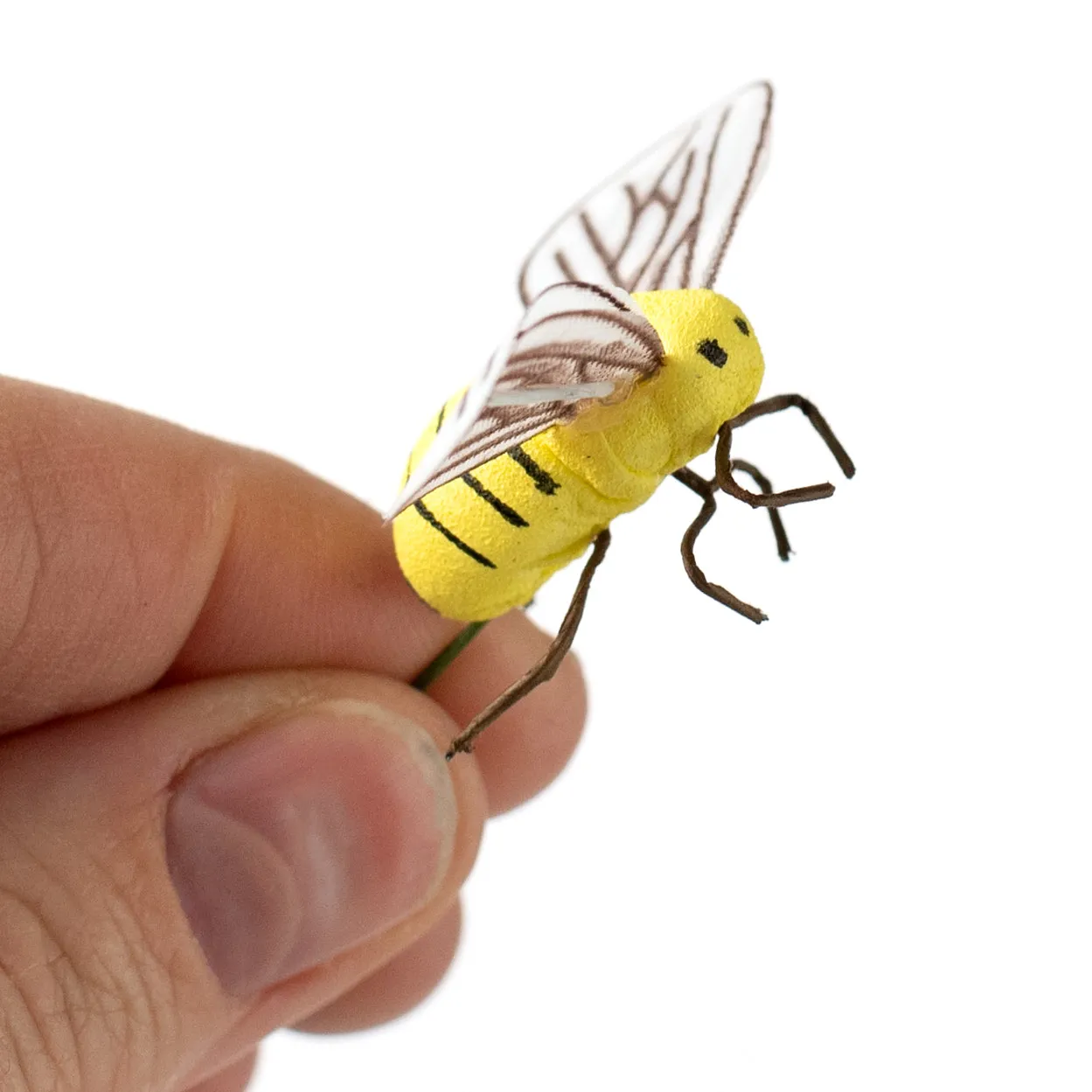 1" Yellow Bees Wired Ornaments (Set of 6)