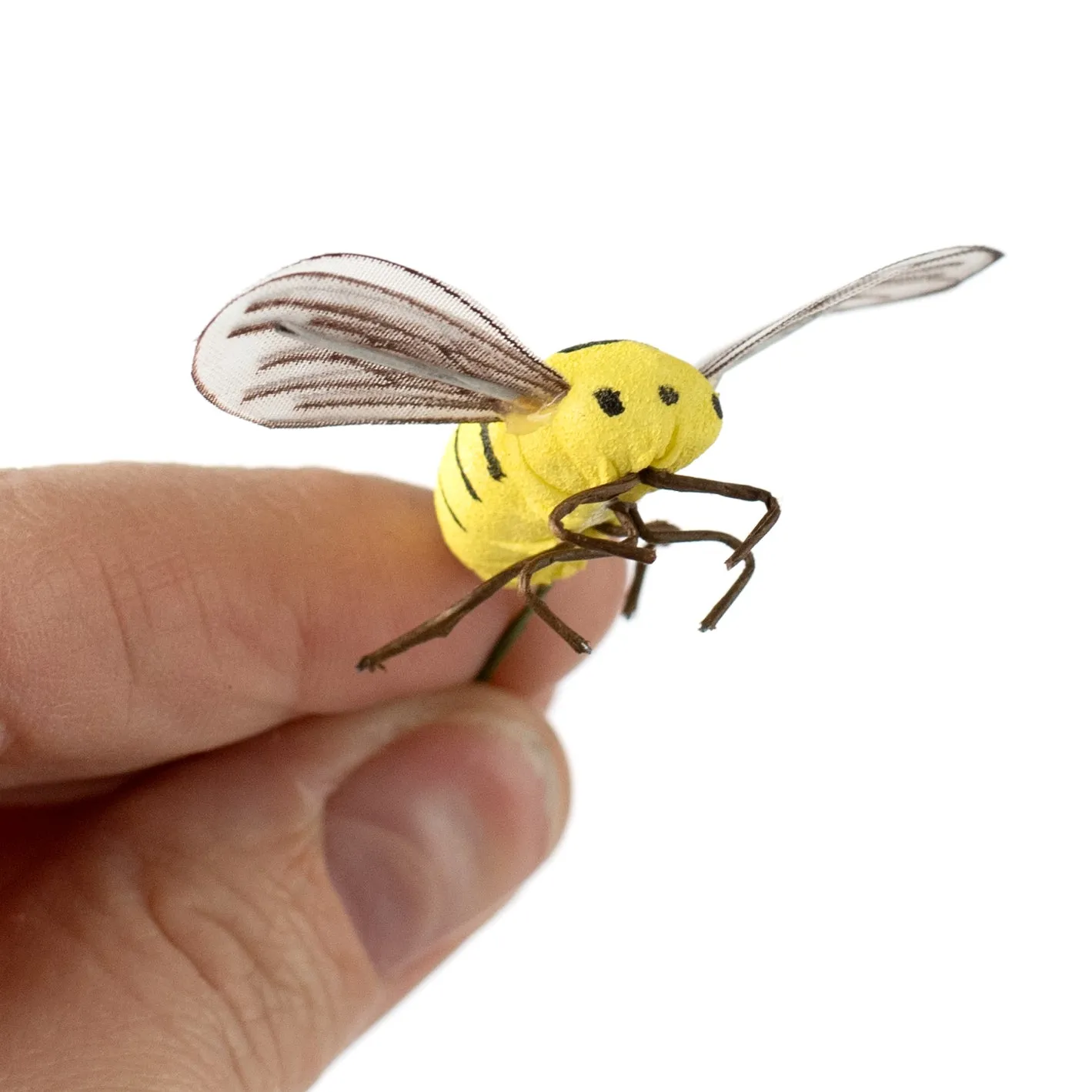 1" Yellow Bees Wired Ornaments (Set of 6)