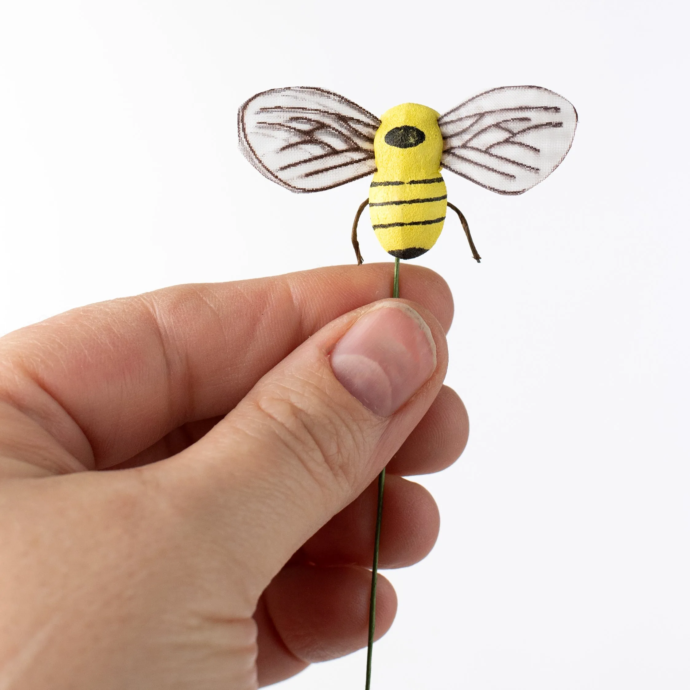 1" Yellow Bees Wired Ornaments (Set of 6)