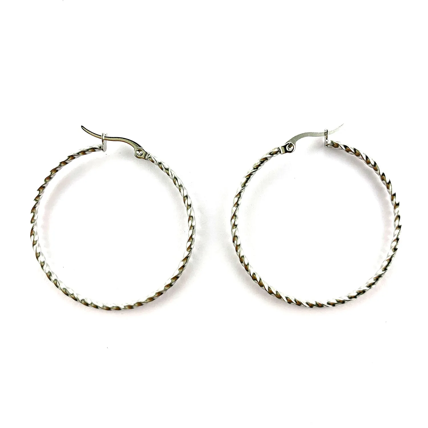 40mm Twist stainless steel circle earring