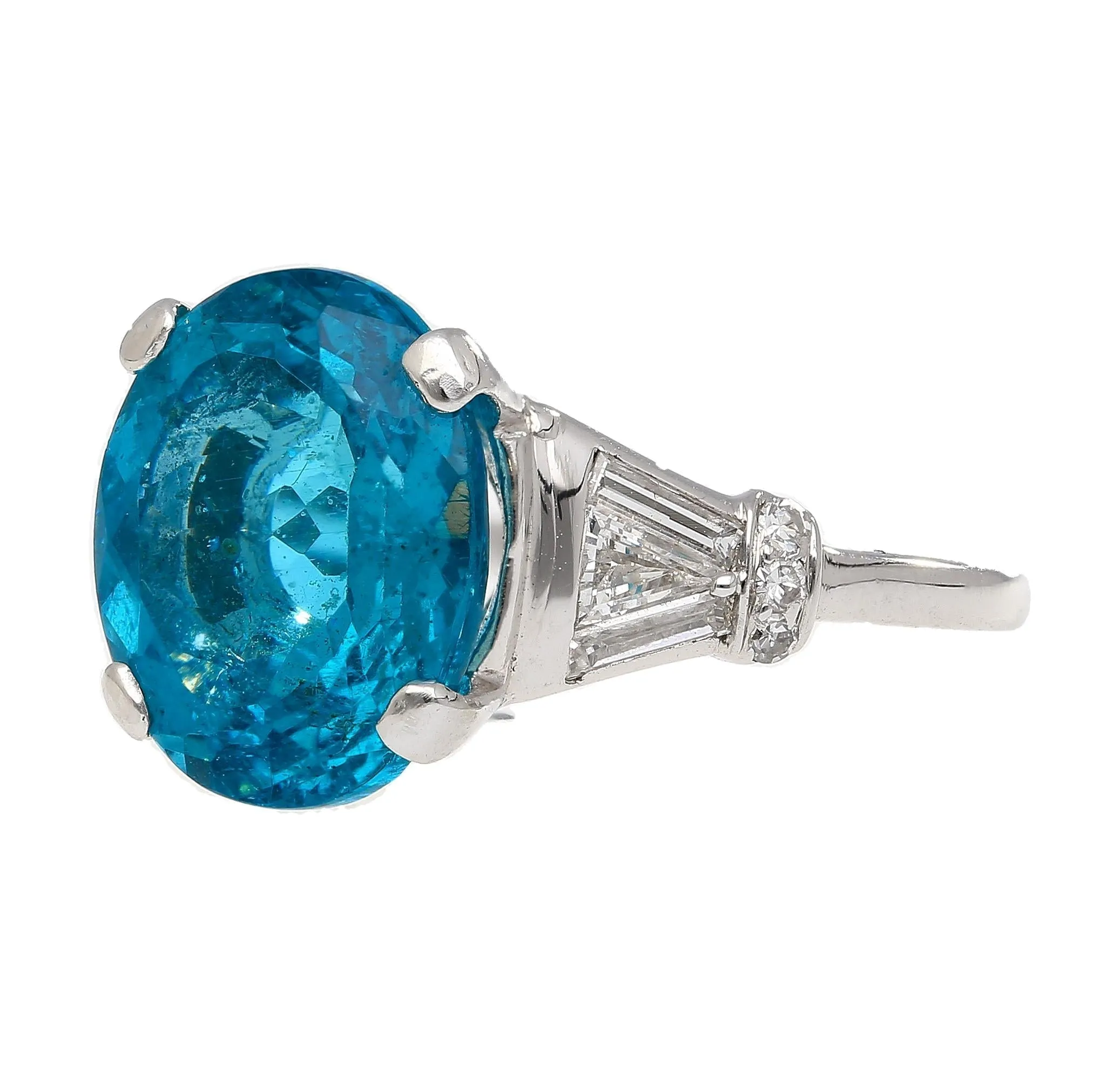 5.87 Carat Apatite and Diamond Platinum Cocktail Ring