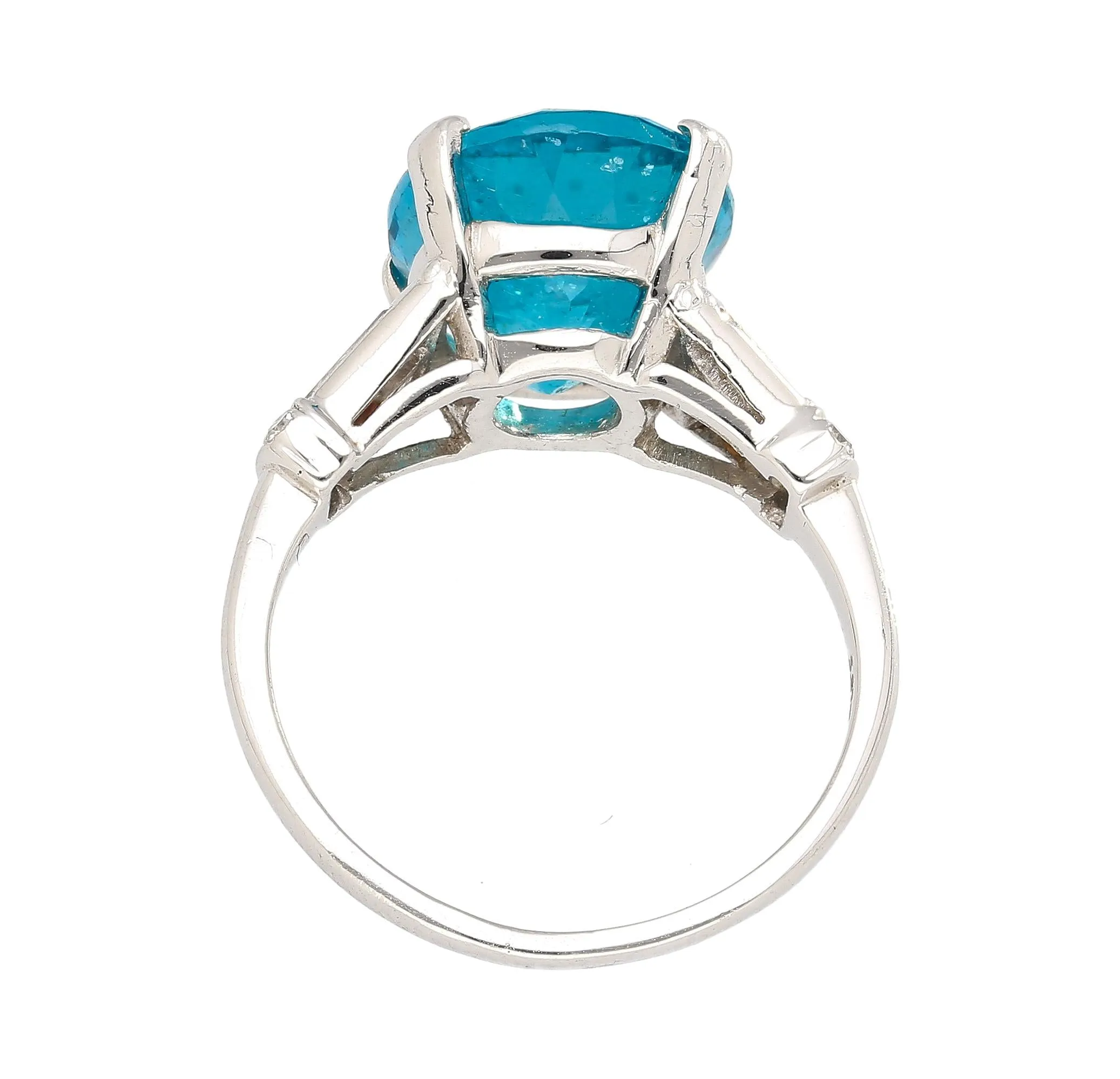 5.87 Carat Apatite and Diamond Platinum Cocktail Ring