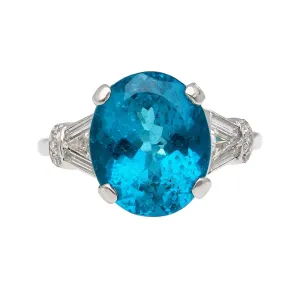 5.87 Carat Apatite and Diamond Platinum Cocktail Ring