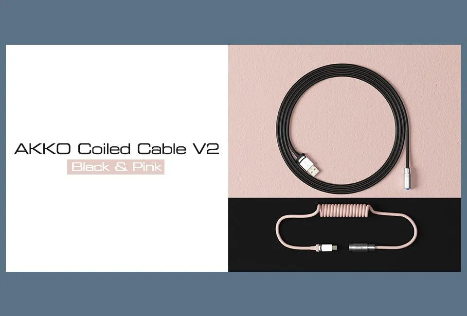 Akko Coiled Aviator Cable V2 (Black & Pink)