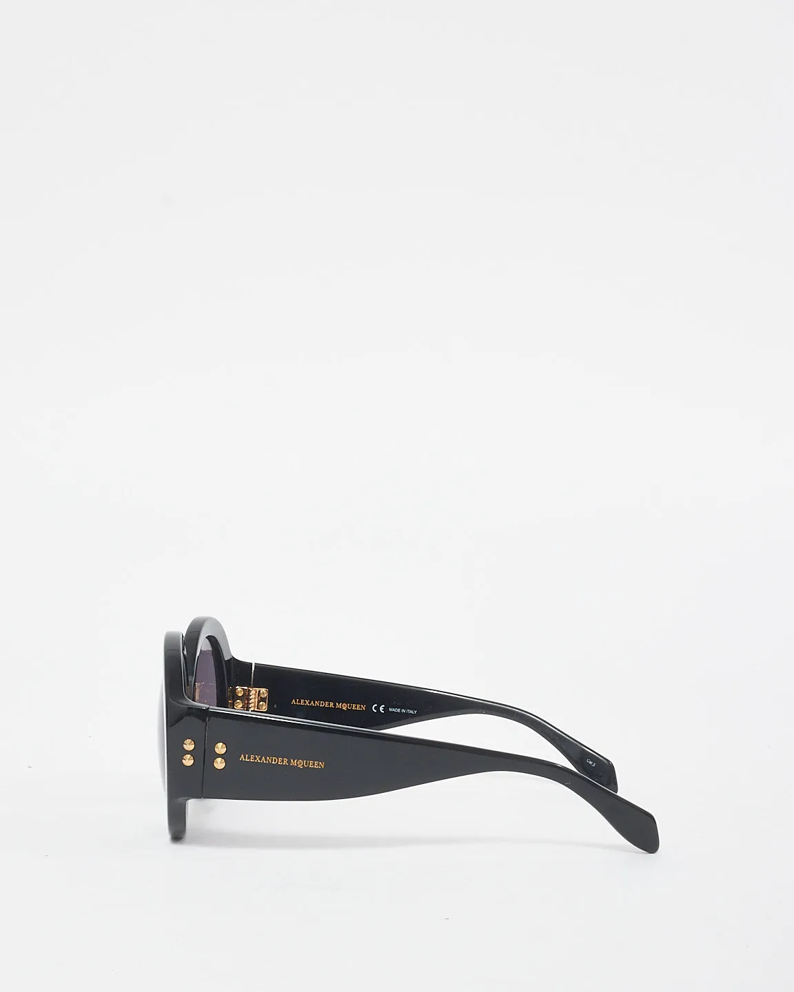 Alexander McQueen Black Oversized Oval Frame Sunglasses