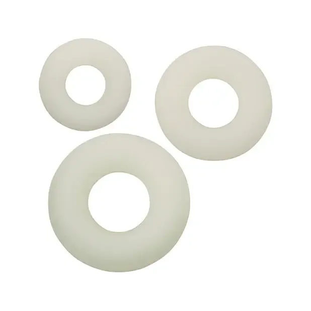 Alpha Liquid Silicone Glow in the Dark Cock Ring - Set of 3