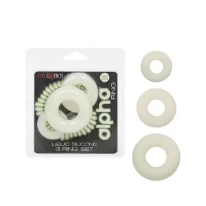 Alpha Liquid Silicone Glow in the Dark Cock Ring - Set of 3