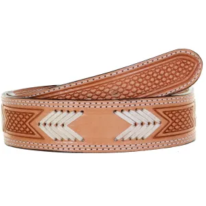 B1040 - Natural Tooled Rawhide Belt