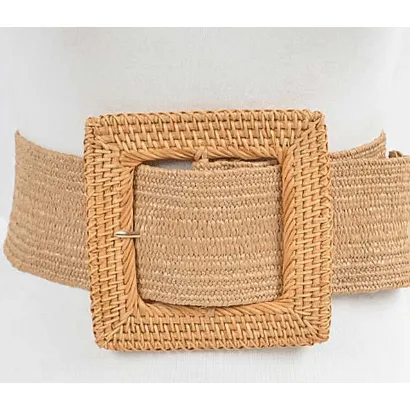 Bamboo Square Buckle with Elastic Belt