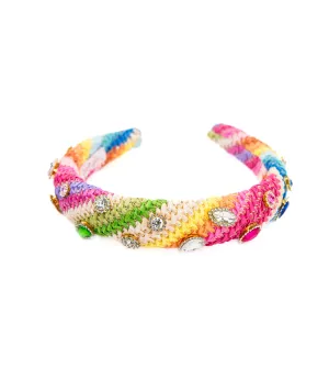 Bari Lynn Knot Headband Zig Zag Raffia With Stones