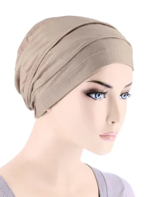 BBPCAP-BEIGE#Lux Bamboo Pleated Cap in Champagne Beige