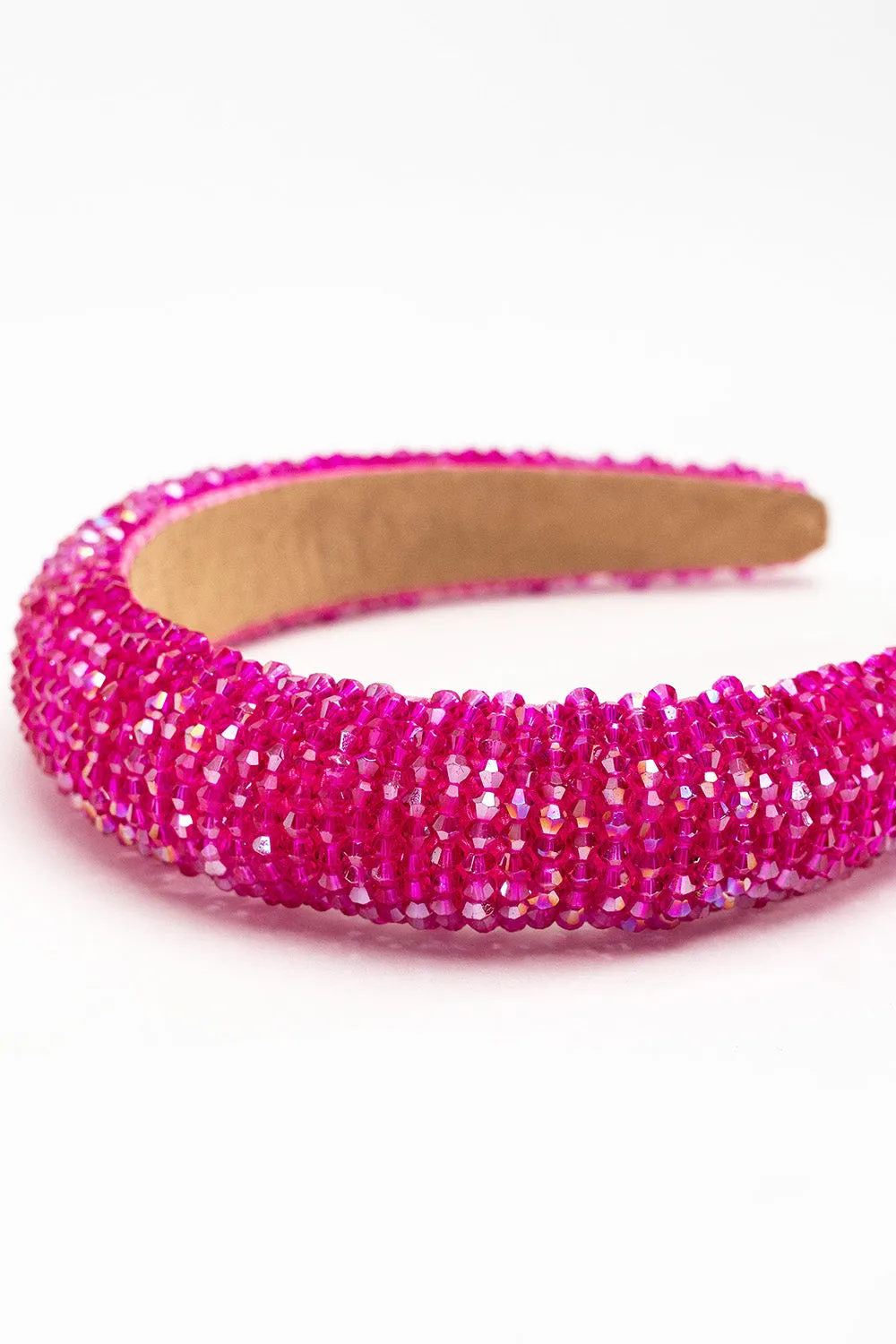 Beaded Headband in Hot Pink