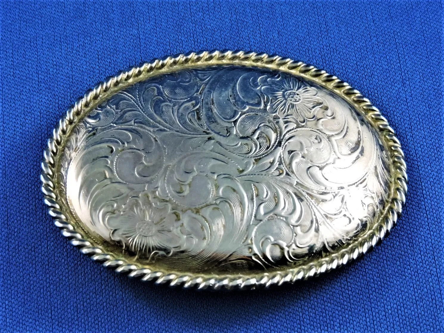 Belt Buckle - Alpaca Mexico Silver Carved Belt Buckle