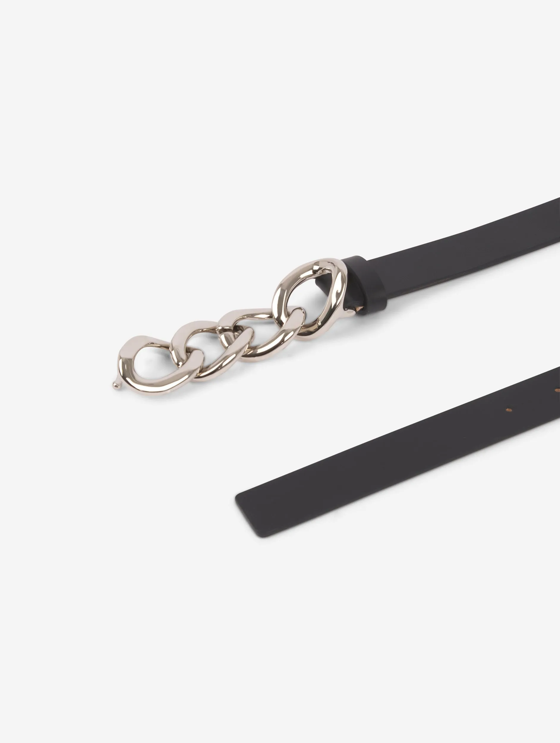 Black leather chain belt