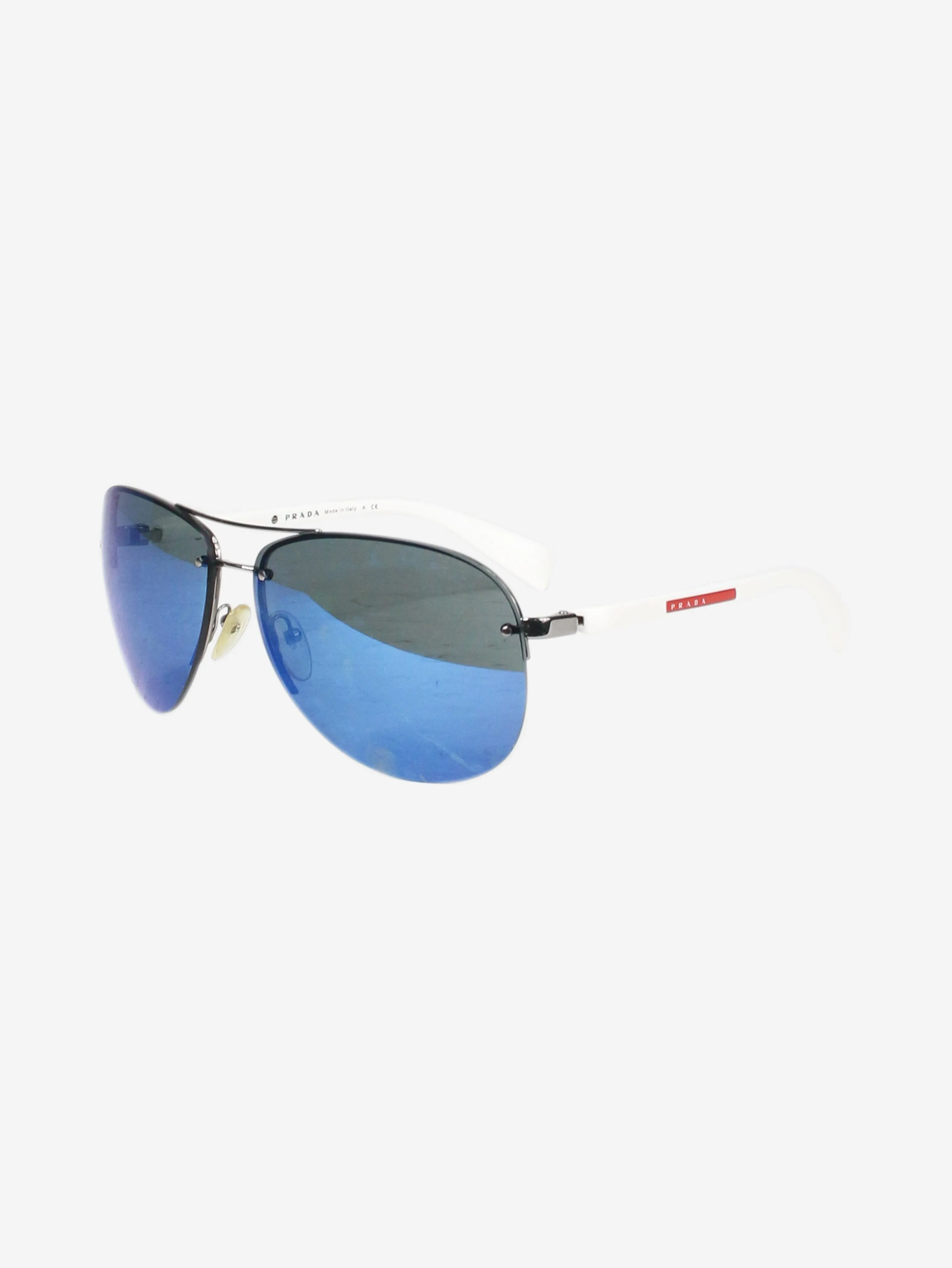 Blue aviator tinted sunglasses