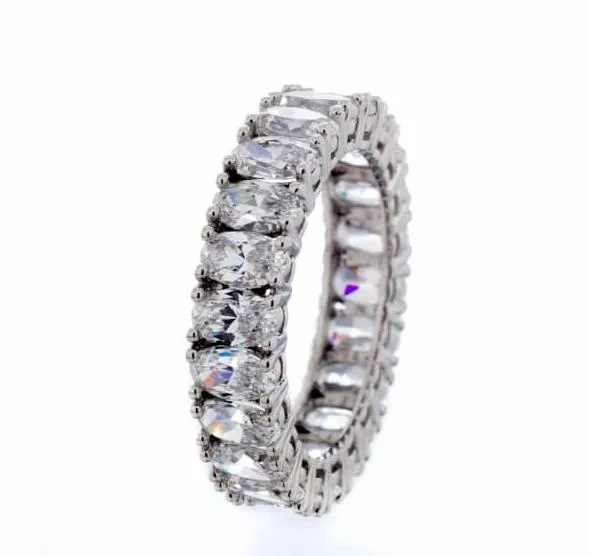 Brilliant Oval Cubic Zirconia Eternity Band In Sterling Silver