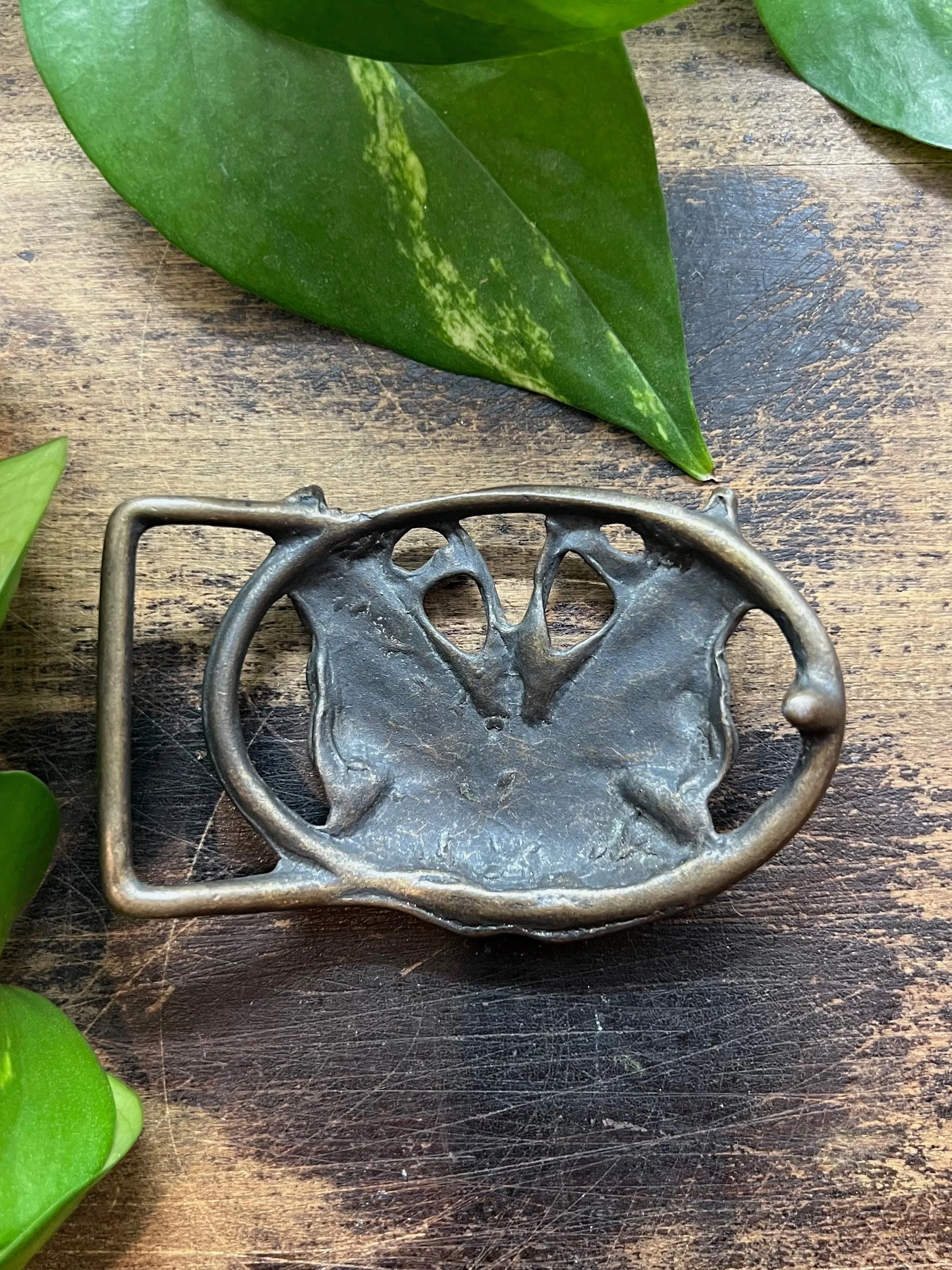 BUCKLE UP 1970's Solid Brass Butterly Belt Buckle