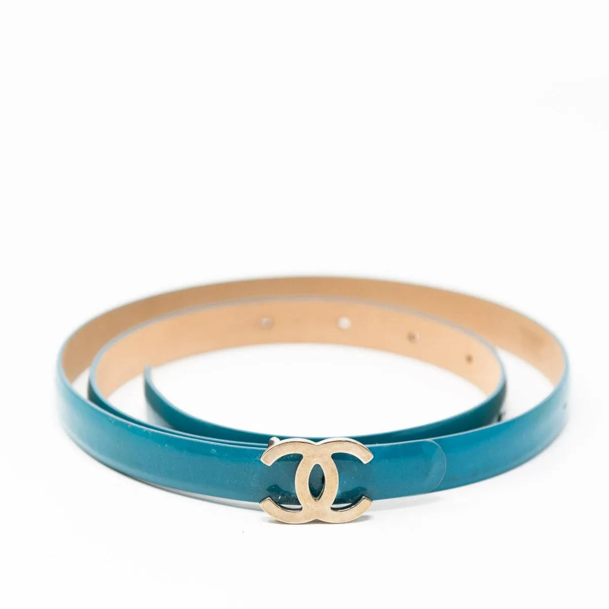 Chanel Turquoise Patent CC Belt