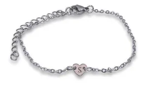 Children's Custom Engraved Letter Heart Bracelet