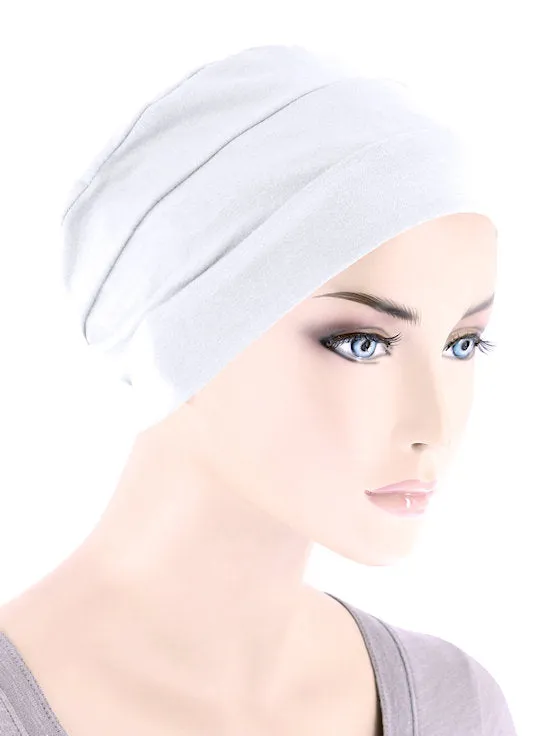 CKC-WHITE#Chemo Cloche Cap in White