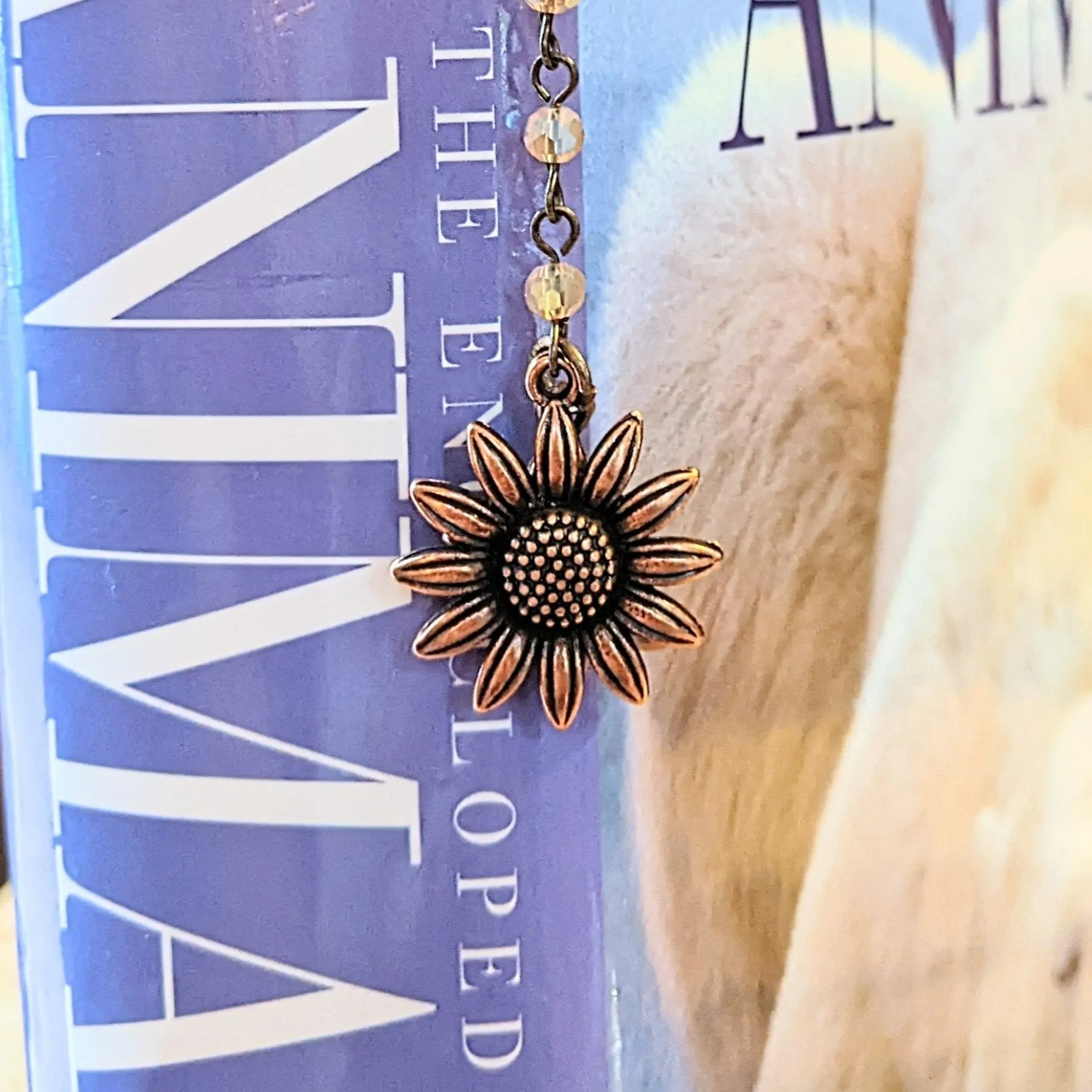 Copper Sunflower Dragonfly Bookmark