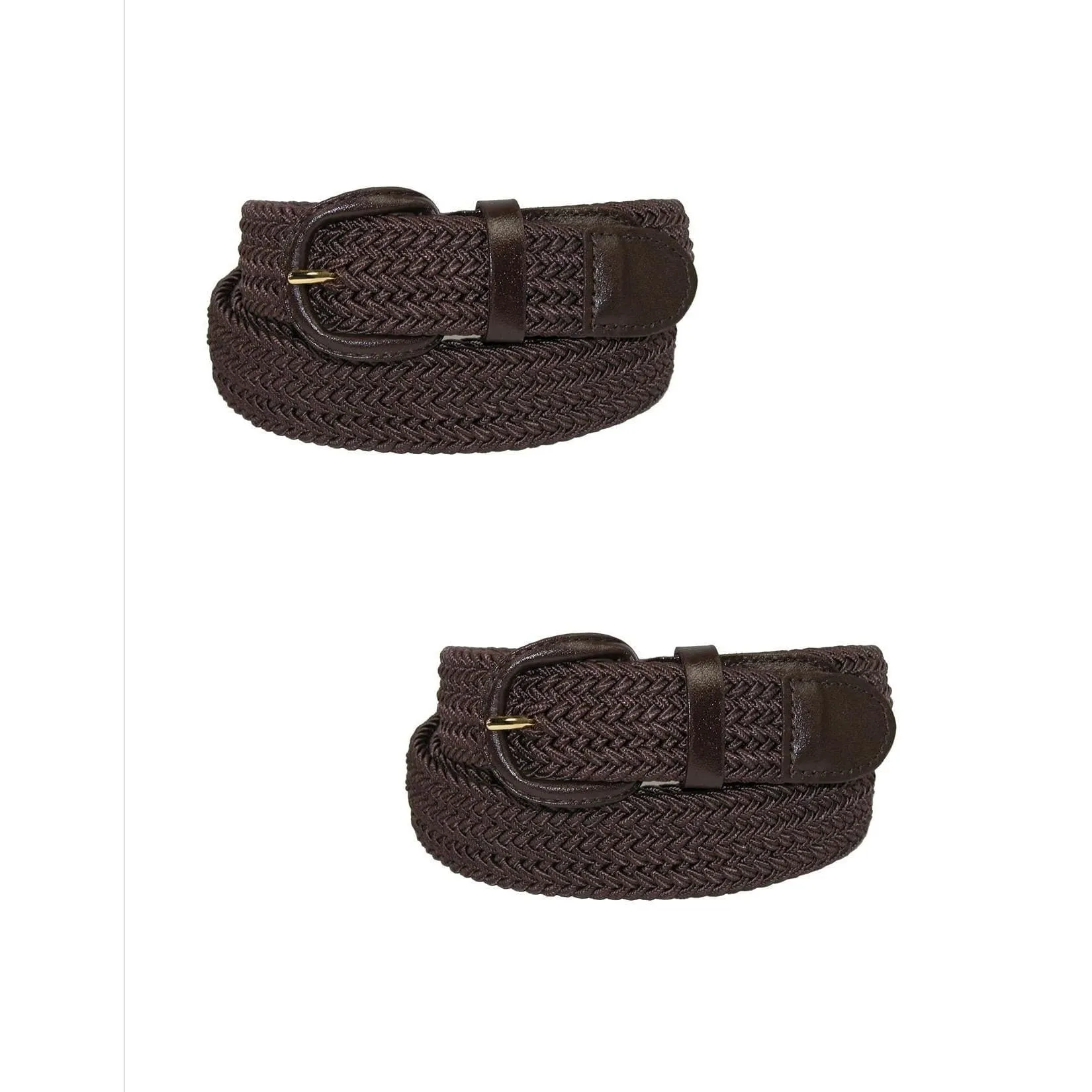 CTM® Men's Elastic Braided Belt with Covered Buckle (Pack of 2)