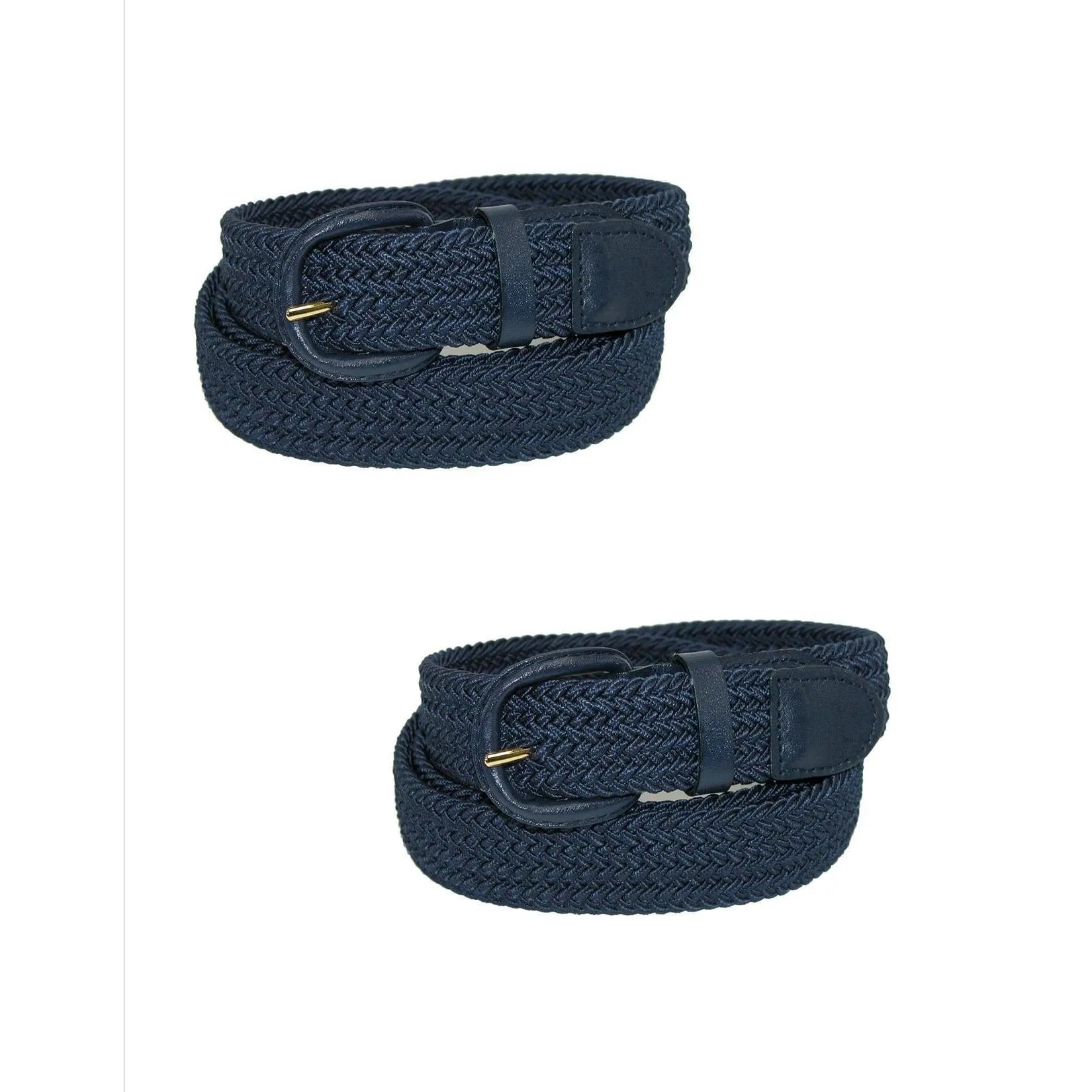 CTM® Men's Elastic Braided Belt with Covered Buckle (Pack of 2)