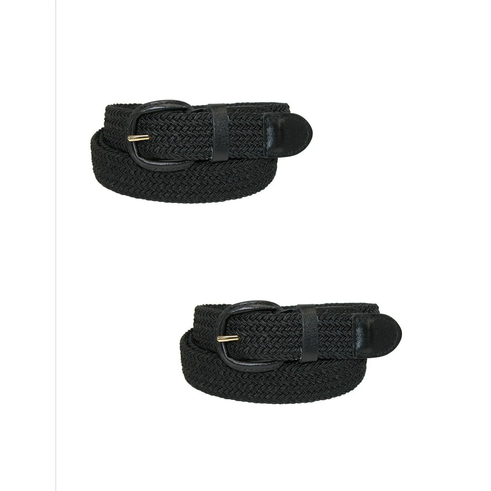 CTM® Men's Elastic Braided Belt with Covered Buckle (Pack of 2)