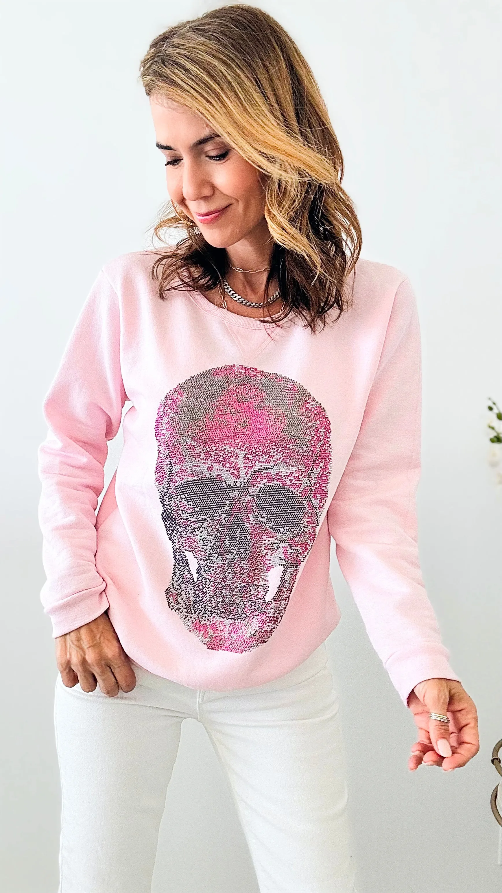 CUSTOM Pink Skull Classic Sweatshirt