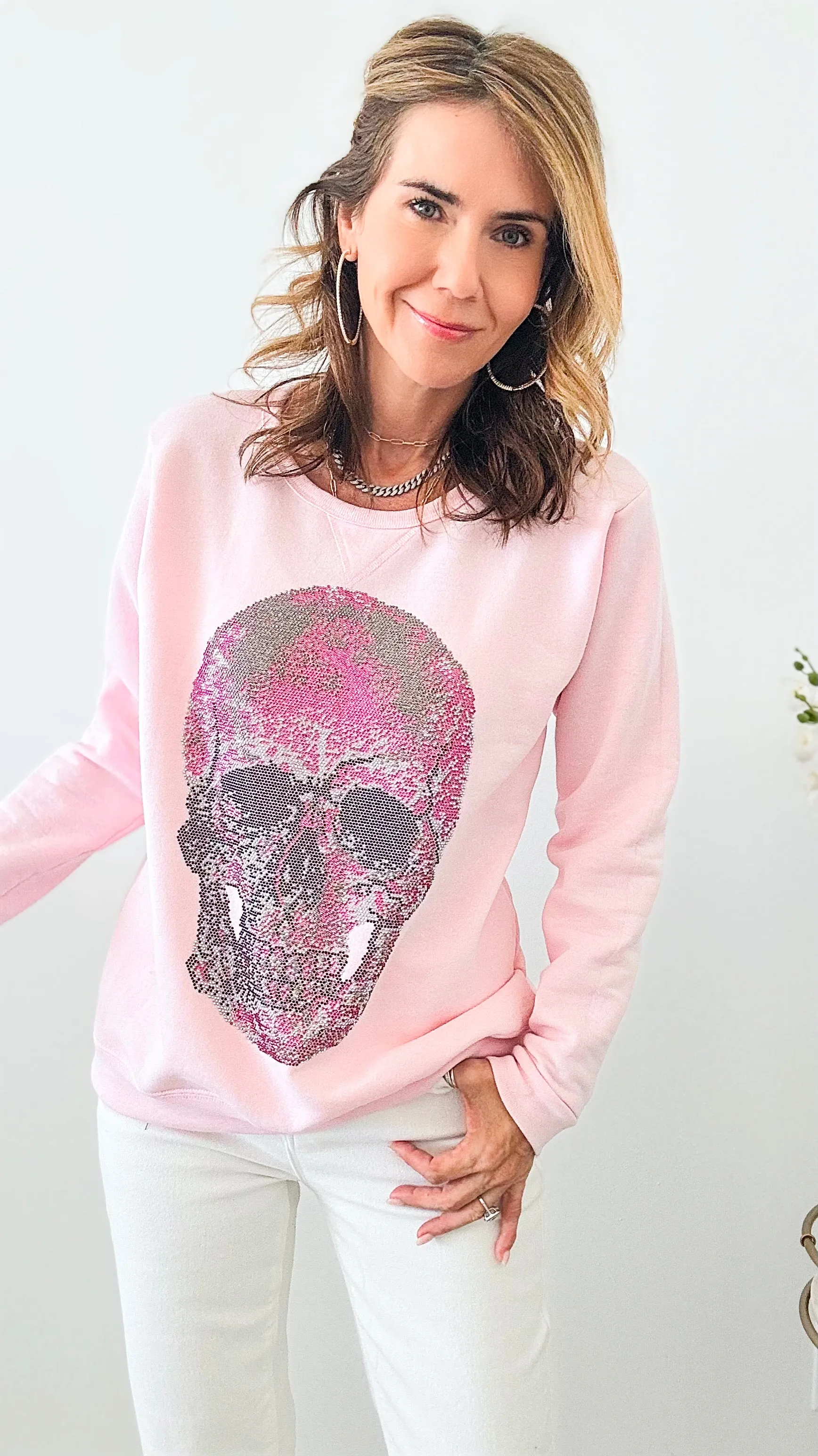 CUSTOM Pink Skull Classic Sweatshirt