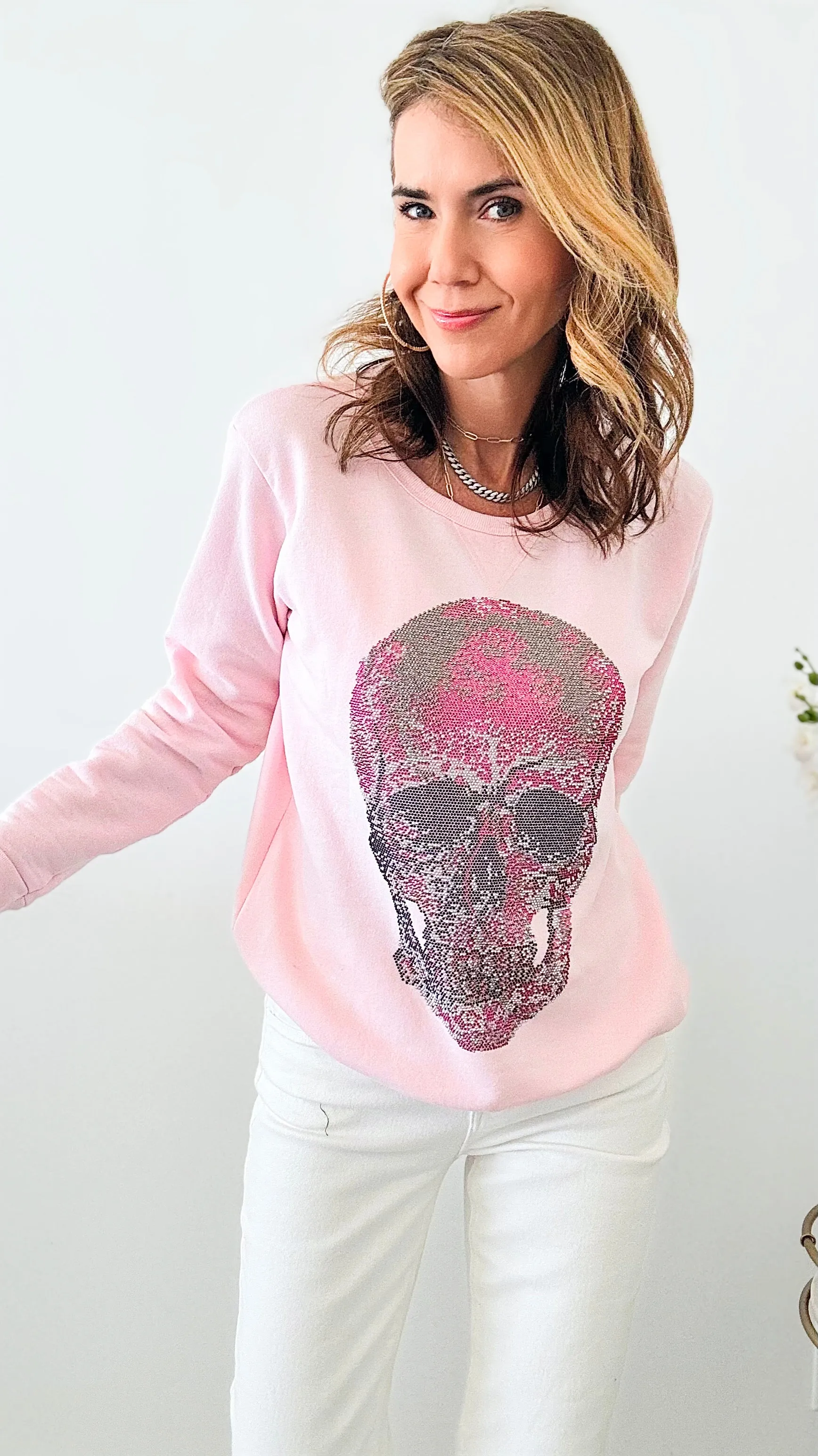 CUSTOM Pink Skull Classic Sweatshirt