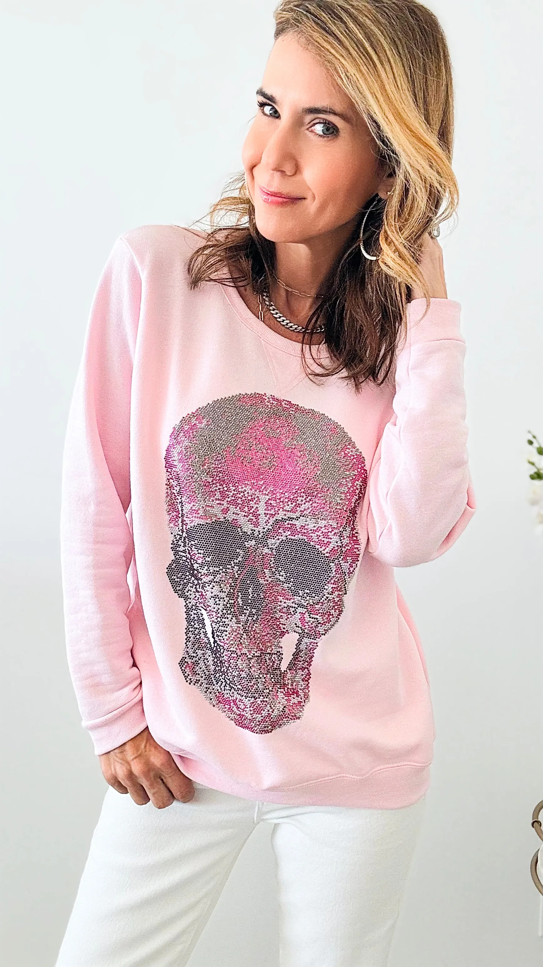 CUSTOM Pink Skull Classic Sweatshirt