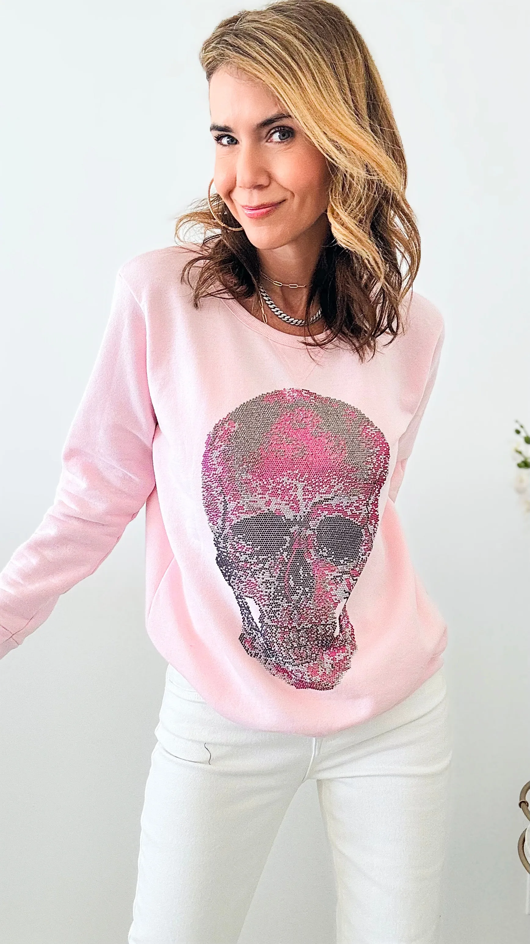 CUSTOM Pink Skull Classic Sweatshirt