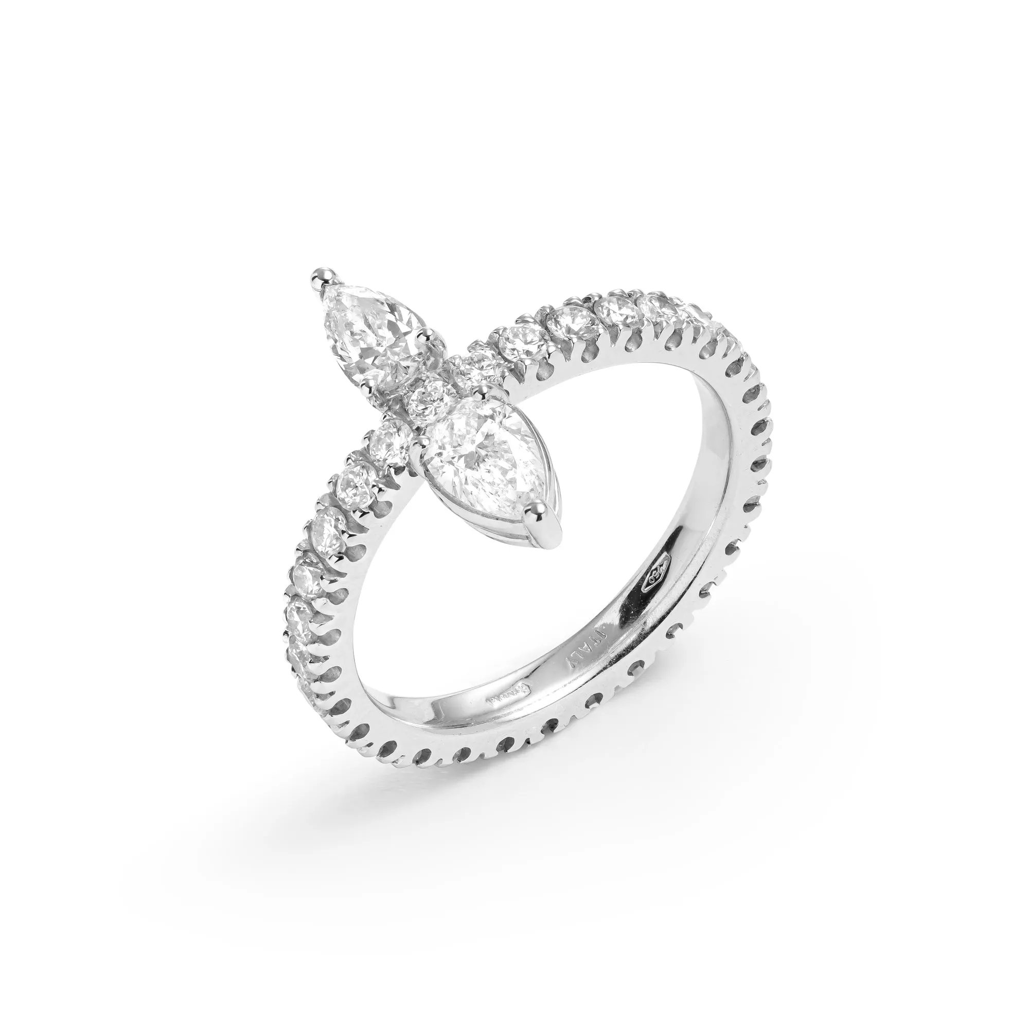 Double Pear Cut Diamonds Ring