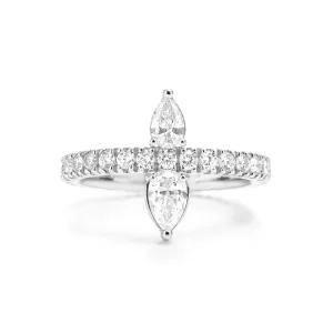 Double Pear Cut Diamonds Ring