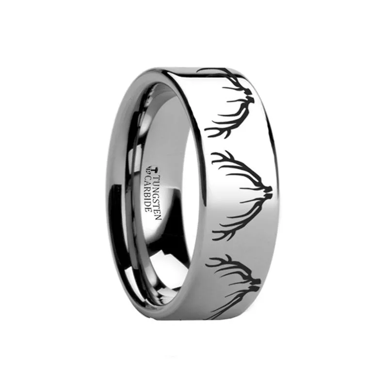 Elk | Tungsten Ring Antler Laser Engraved