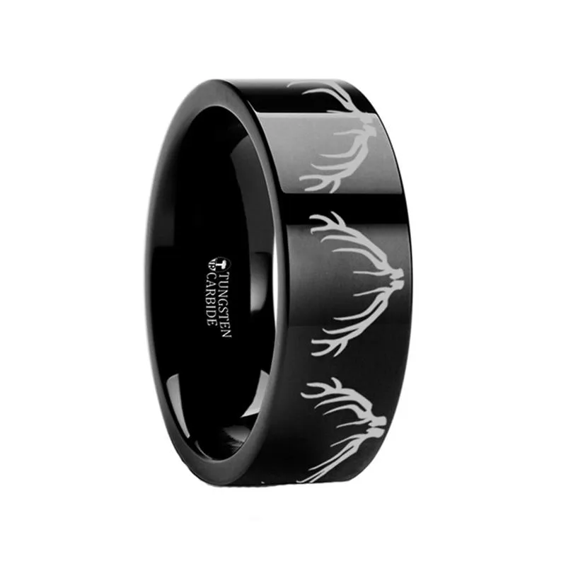 Elk | Tungsten Ring Antler Laser Engraved