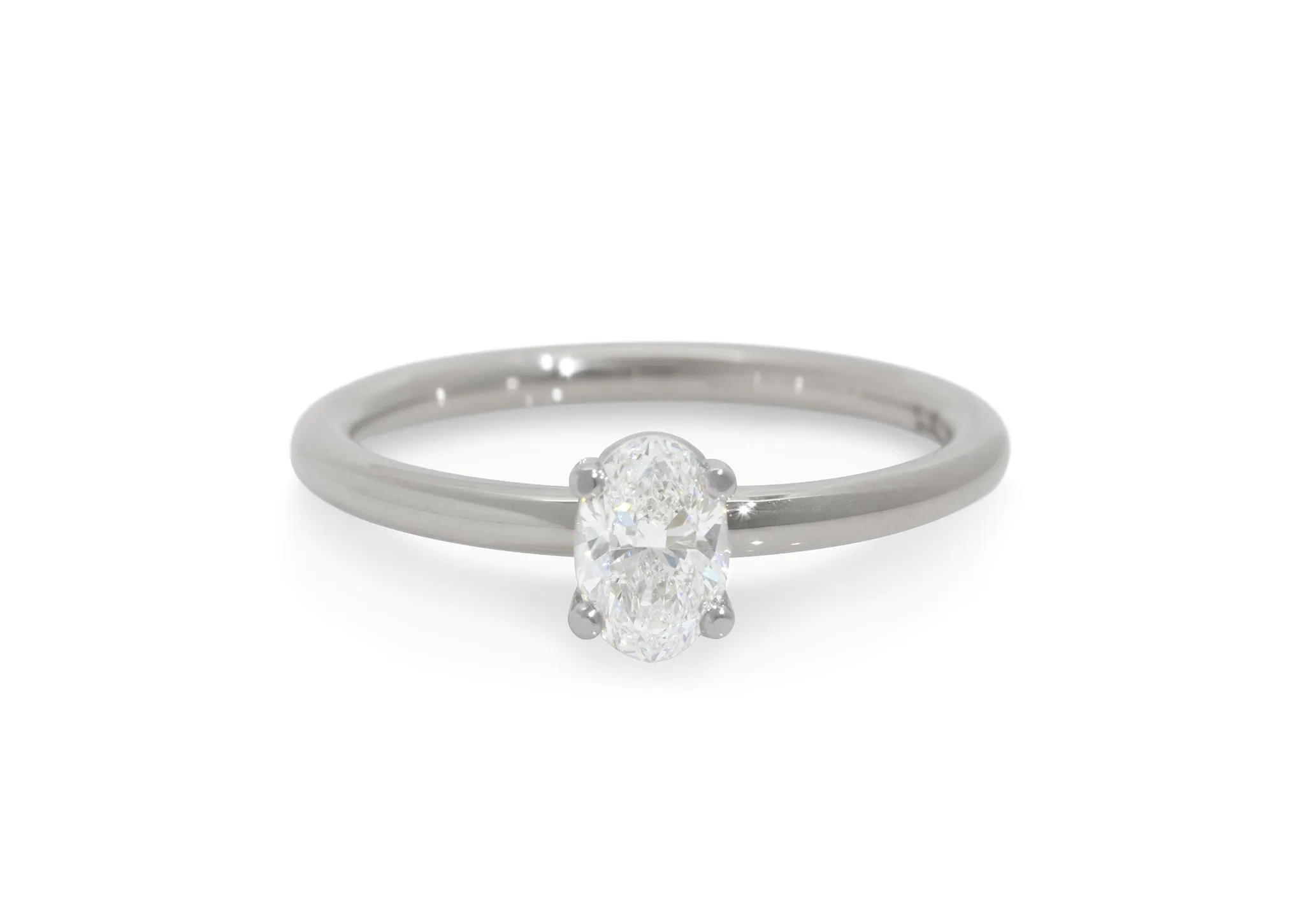 Ellipse Diamond Engagement Ring, White Gold & Platinum