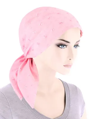 ES-LTPINK#Eyelet Cotton Scarf Light Pink