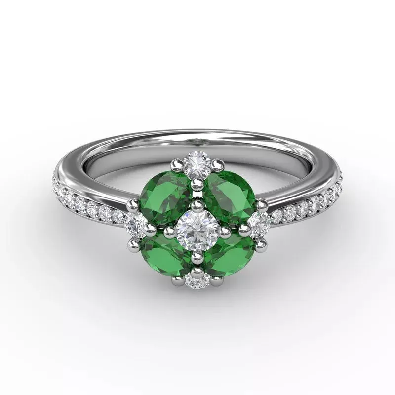 FANA Floral Emerald and Diamond Ring R1536E