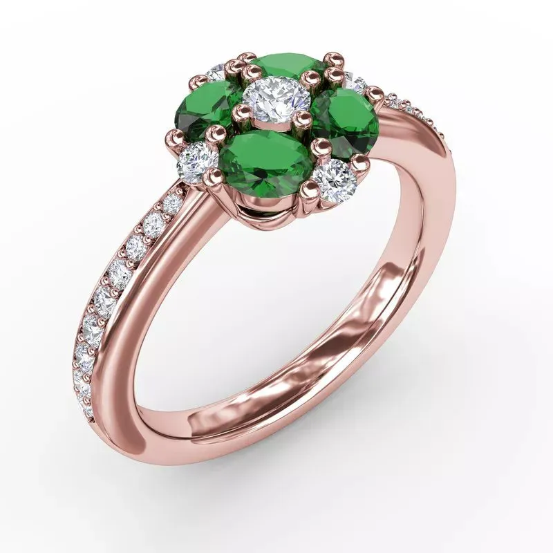 FANA Floral Emerald and Diamond Ring R1536E